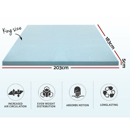 King Bedding Memory Foam Mattress Topper Cool Gel 5cm