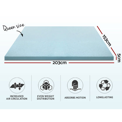 Queen Bedding Memory Foam Mattress Topper Cool Gel 5cm