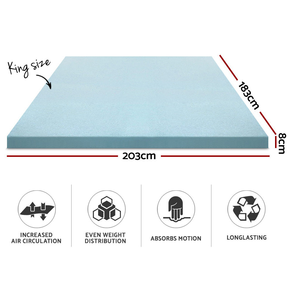 King Bedding Memory Foam Mattress Topper Cool Gel 8cm