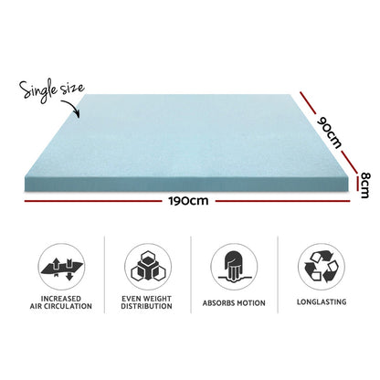 Single Bedding Memory Foam Mattress Topper Cool Gel 8cm