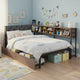 Bed Frame Single Size with 2 Drawers and Charging Station Metal Corner Bed Base