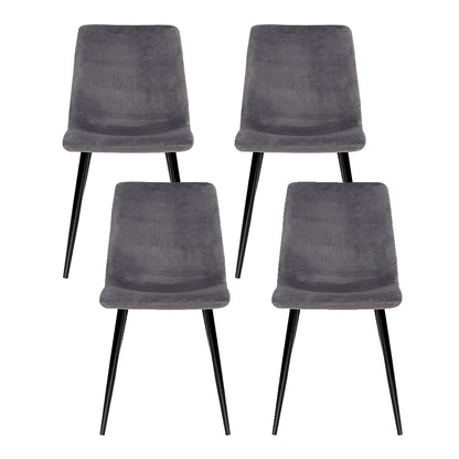 Dining Chairs Set of 4 Velvet Horizontal Slope Grey
