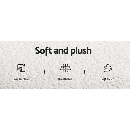 Dining Chairs Set of 2 Sherpa Boucle White