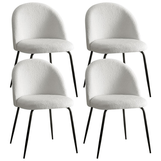 Dining Chairs Set of 4 Sherpa Boucle White