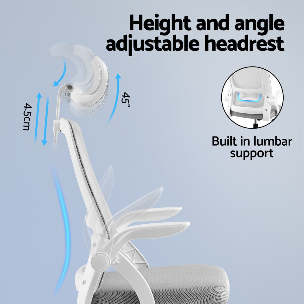 Grey Ergonomic Office Chair Computer Desk Chairs Headrest Adjustable