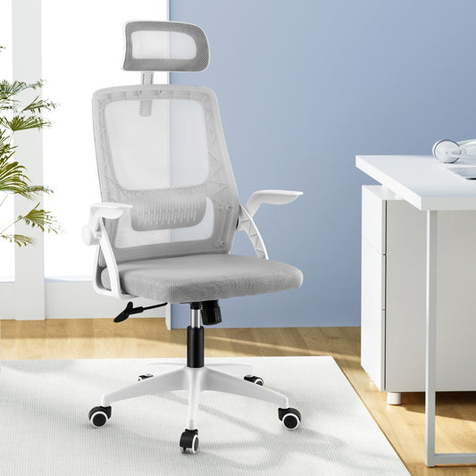 Grey Ergonomic Office Chair Computer Desk Chairs Headrest Adjustable