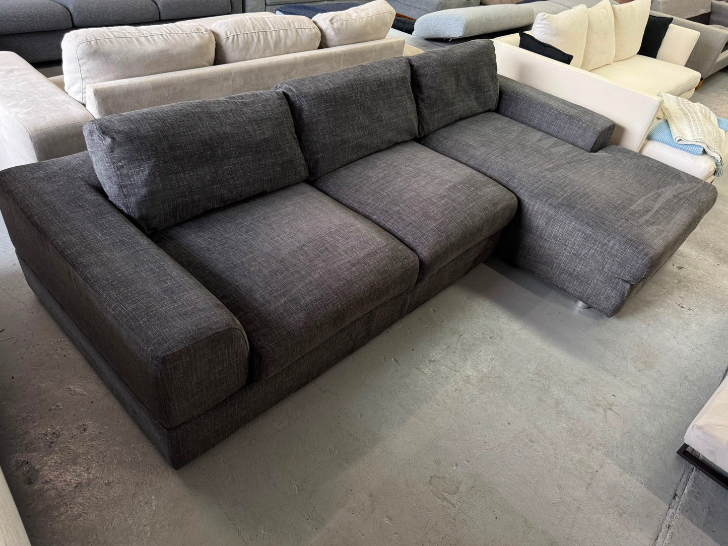 Harvey Norman Charcoal L-Shape Sofa | Pre-Owned | Steam Cleaned | Sydney Wide Delivery