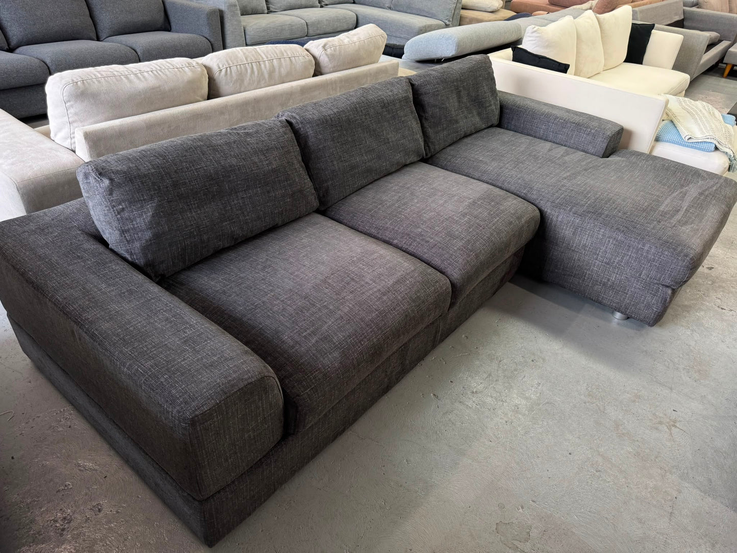 Harvey Norman Charcoal L-Shape Sofa | Pre-Owned | Steam Cleaned | Sydney Wide Delivery