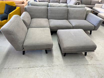 King Living Grey L-Shape Sofa with Ottoman | Pre-Owned | Steam Cleaned | Sydney Wide Delivery