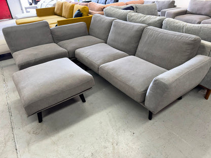 King Living Grey L-Shape Sofa with Ottoman | Pre-Owned | Steam Cleaned | Sydney Wide Delivery