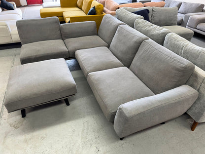 King Living Grey L-Shape Sofa with Ottoman | Pre-Owned | Steam Cleaned | Sydney Wide Delivery
