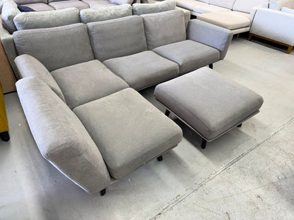 King Living Grey L-Shape Sofa with Ottoman | Pre-Owned | Steam Cleaned | Sydney Wide Delivery