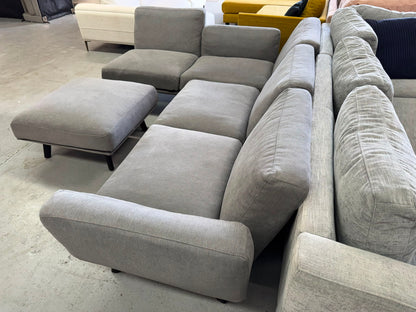 King Living Grey L-Shape Sofa with Ottoman | Pre-Owned | Steam Cleaned | Sydney Wide Delivery