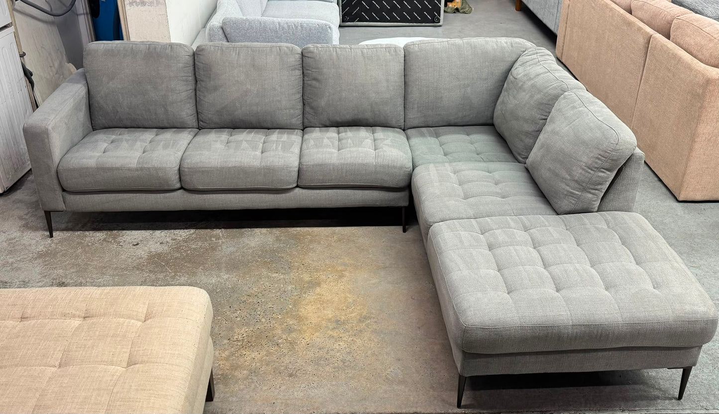 Light Grey Corner 5-Seater Sofa with Extended Chaise | Pre-Owned | Steam Cleaned | Sydney Wide Delivery