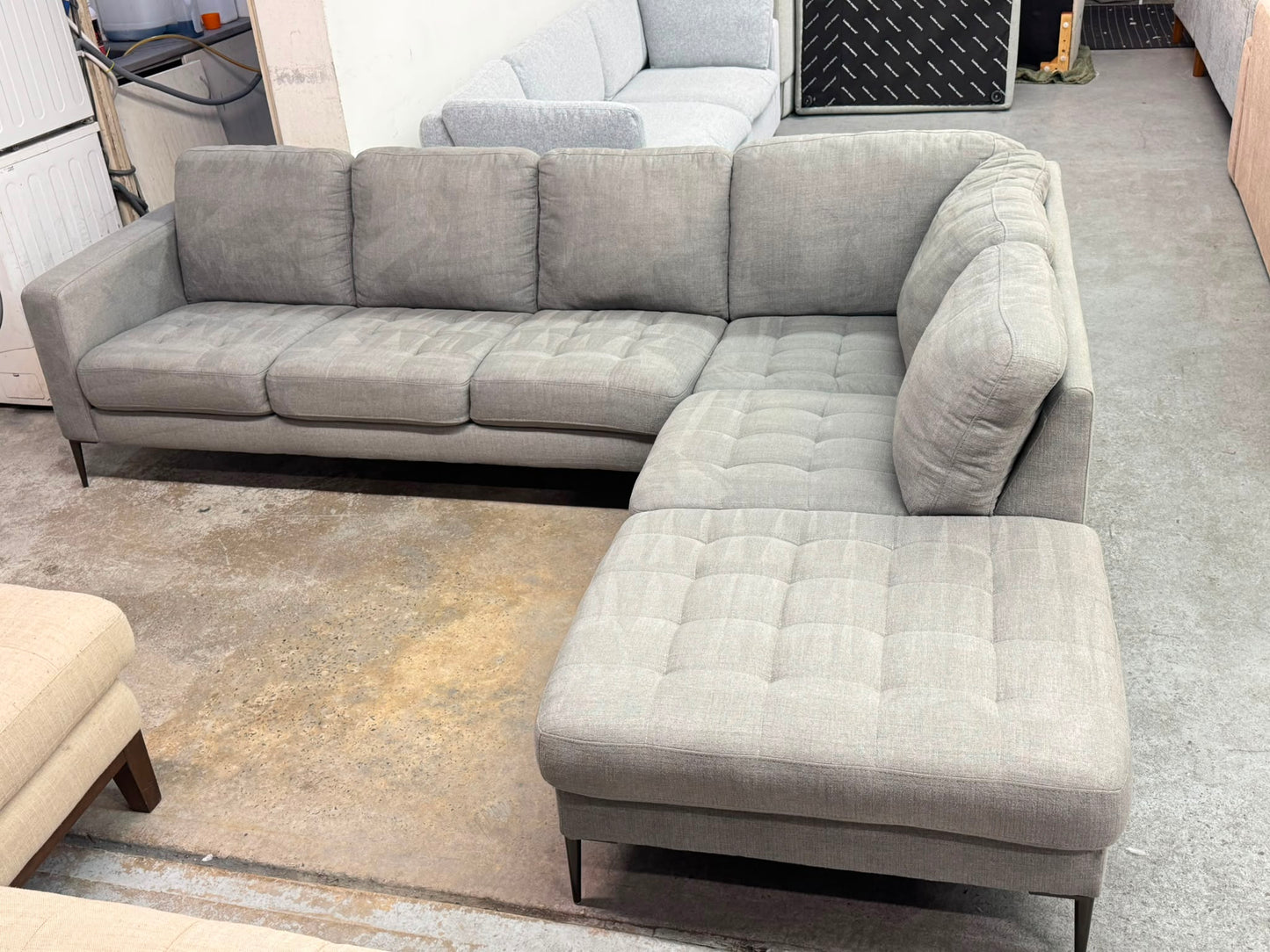 Light Grey Corner 5-Seater Sofa with Extended Chaise | Pre-Owned | Steam Cleaned | Sydney Wide Delivery