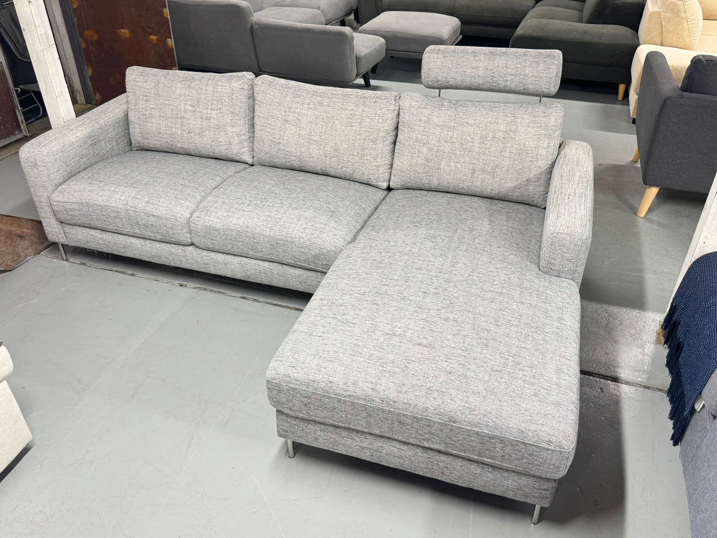 Grey 3-Seater Sofa with Left-Hand Chaise | Pre-Owned | Steam Cleaned | Sydney Wide Delivery
