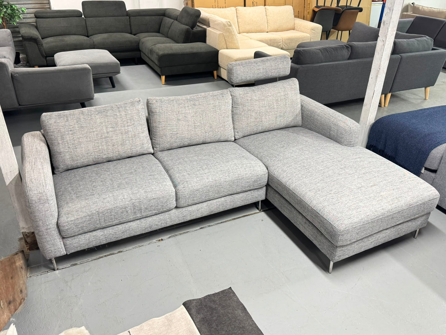 Grey 3-Seater Sofa with Left-Hand Chaise | Pre-Owned | Steam Cleaned | Sydney Wide Delivery