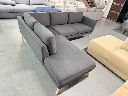 Charcoal 3-Seater Sofa with Extended Chaise | Pre-Owned | Steam Cleaned | Sydney Wide Delivery