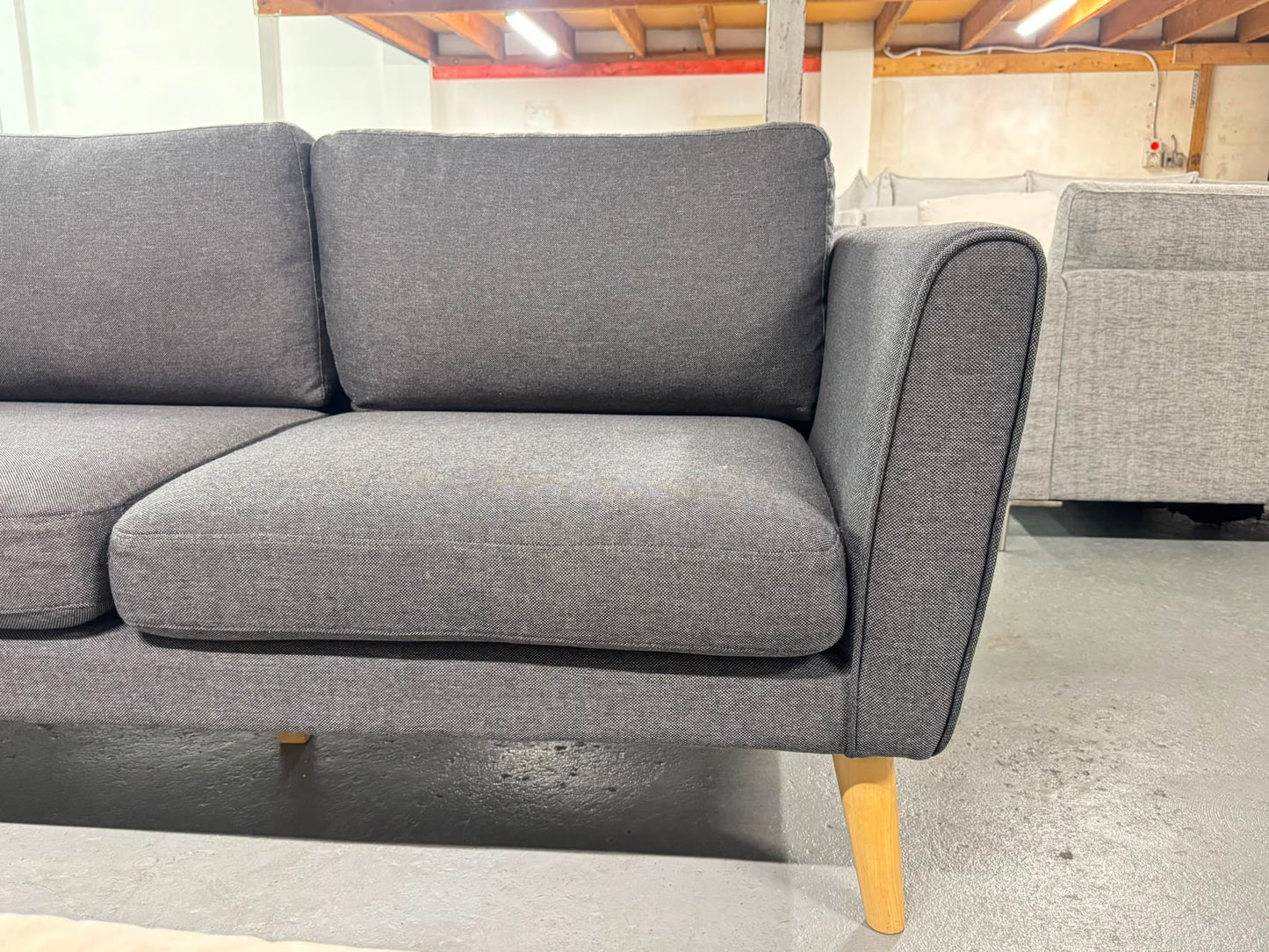 Charcoal 3-Seater Sofa with Extended Chaise | Pre-Owned | Steam Cleaned | Sydney Wide Delivery