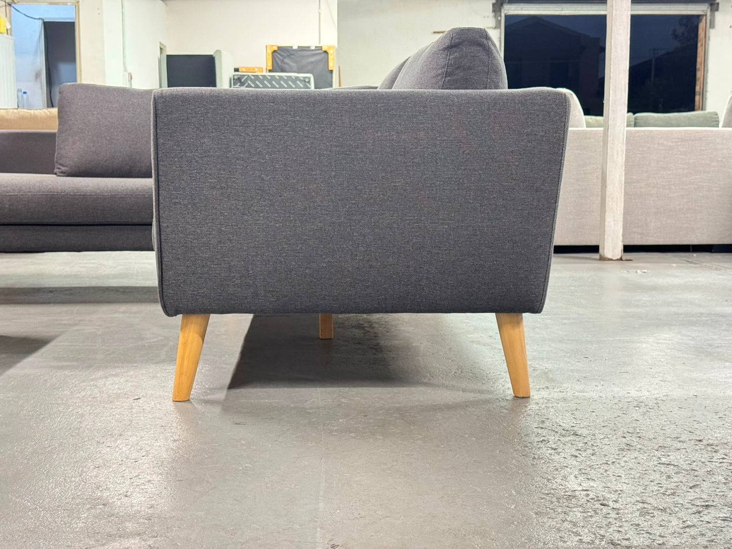 Charcoal 3-Seater Sofa with Extended Chaise | Pre-Owned | Steam Cleaned | Sydney Wide Delivery