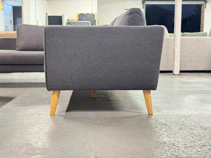 Charcoal 3-Seater Sofa with Extended Chaise | Pre-Owned | Steam Cleaned | Sydney Wide Delivery