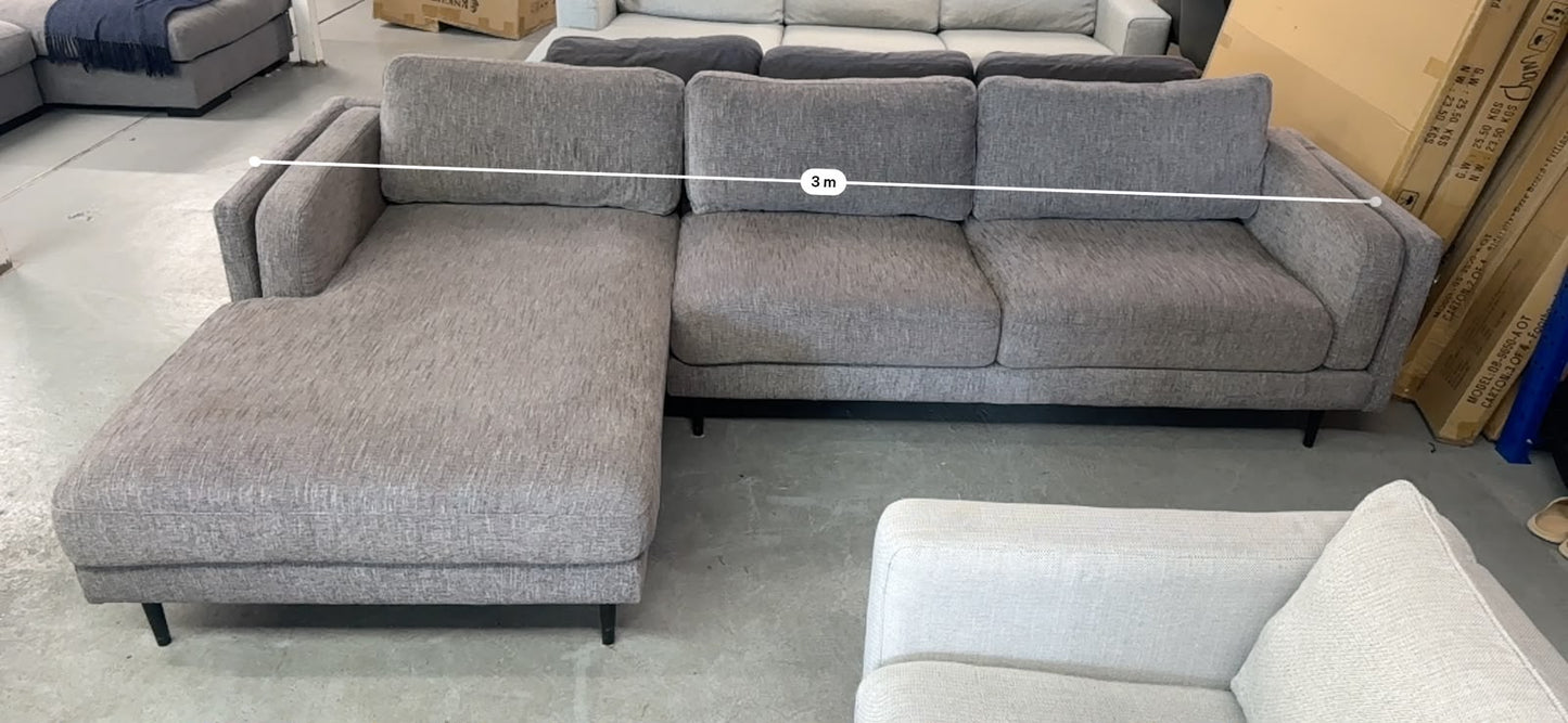 Lounge Life Grey 3-Seater Sofa with Left-Hand Chaise | Pre-Owned | Steam Cleaned | Sydney Wide Delivery