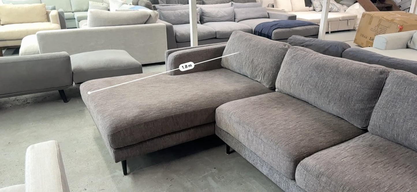 Lounge Life Grey 3-Seater Sofa with Left-Hand Chaise | Pre-Owned | Steam Cleaned | Sydney Wide Delivery