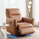Swivel Recliner Chair PU Leather Rocking Reclining Sofa with Charging Ports LED Brown