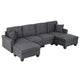 Modular Sectional U Shaped Storage Sofa Couches for Living Room Grey