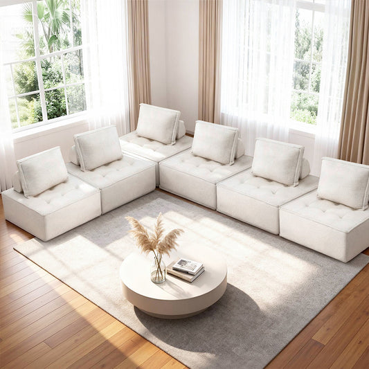 Floor Sofa Lounge Chair 6 Seater with Pillow