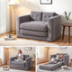 2 Seater Corduroy Convertible Sofa Bed Pull Out Boneless Couch Grey