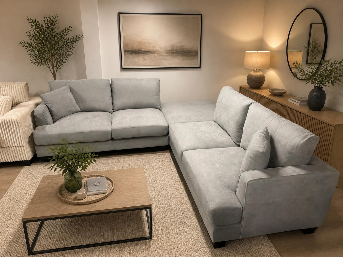 Brand New Grey Corner Sofa with Ottoman | Sydney Wide Delivery | Brand New