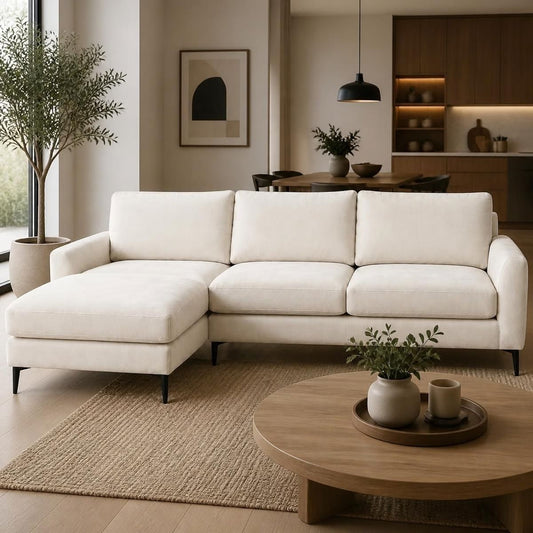 Brand New AIDA Cream L-Shape Reversible Chaise Sofa | Sydney Wide Delivery