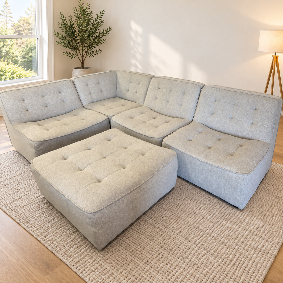 Modular Reversible Chaise Sofa with Ottoman | Sydney Wide Delivery | Pre-Owned