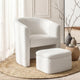 Armchair Accent Chair w/Ottoman Lounge Footrest Storage Boucle White