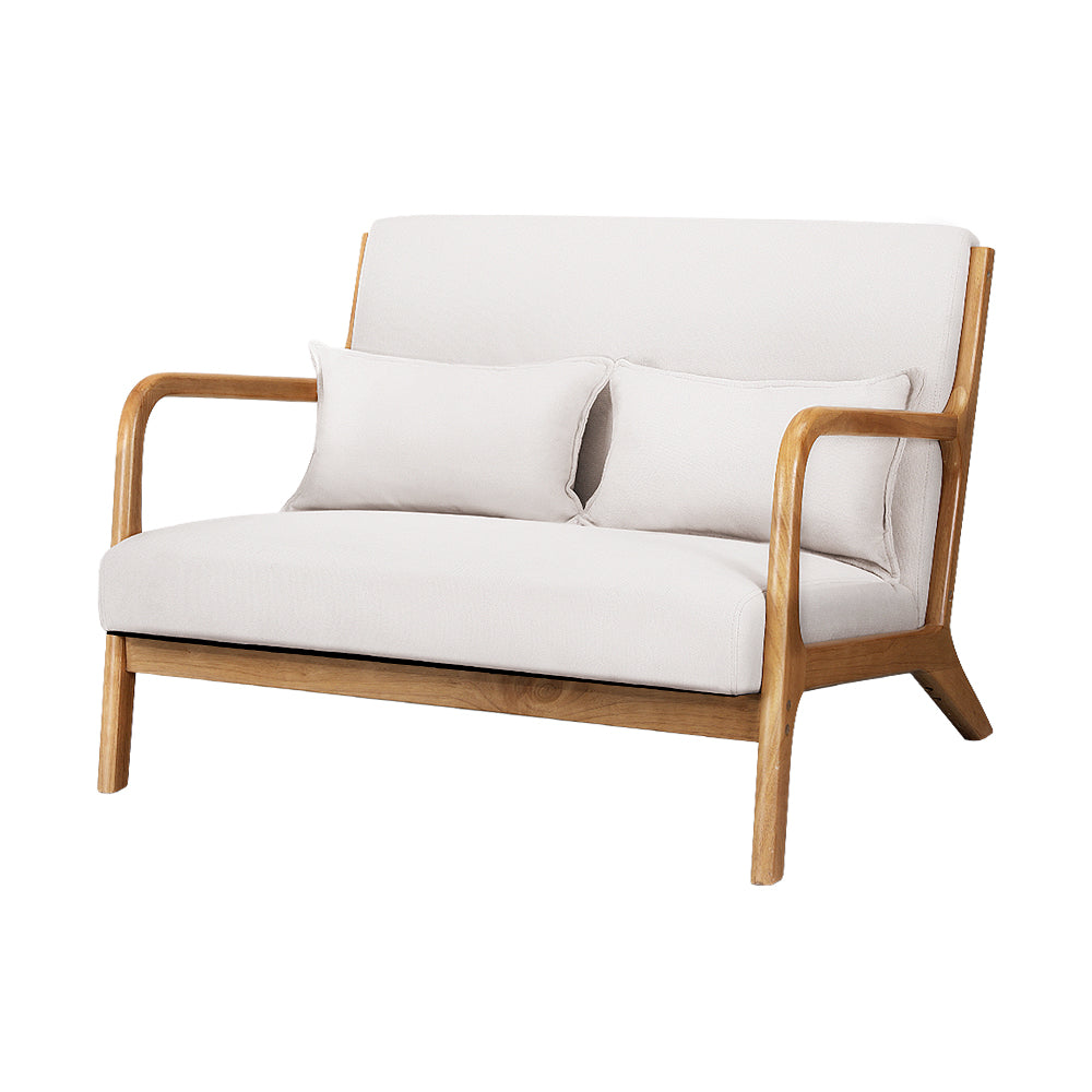 Beige Wood Armchair Lounge Chair Accent Armchairs Couch Sofa Loveseat