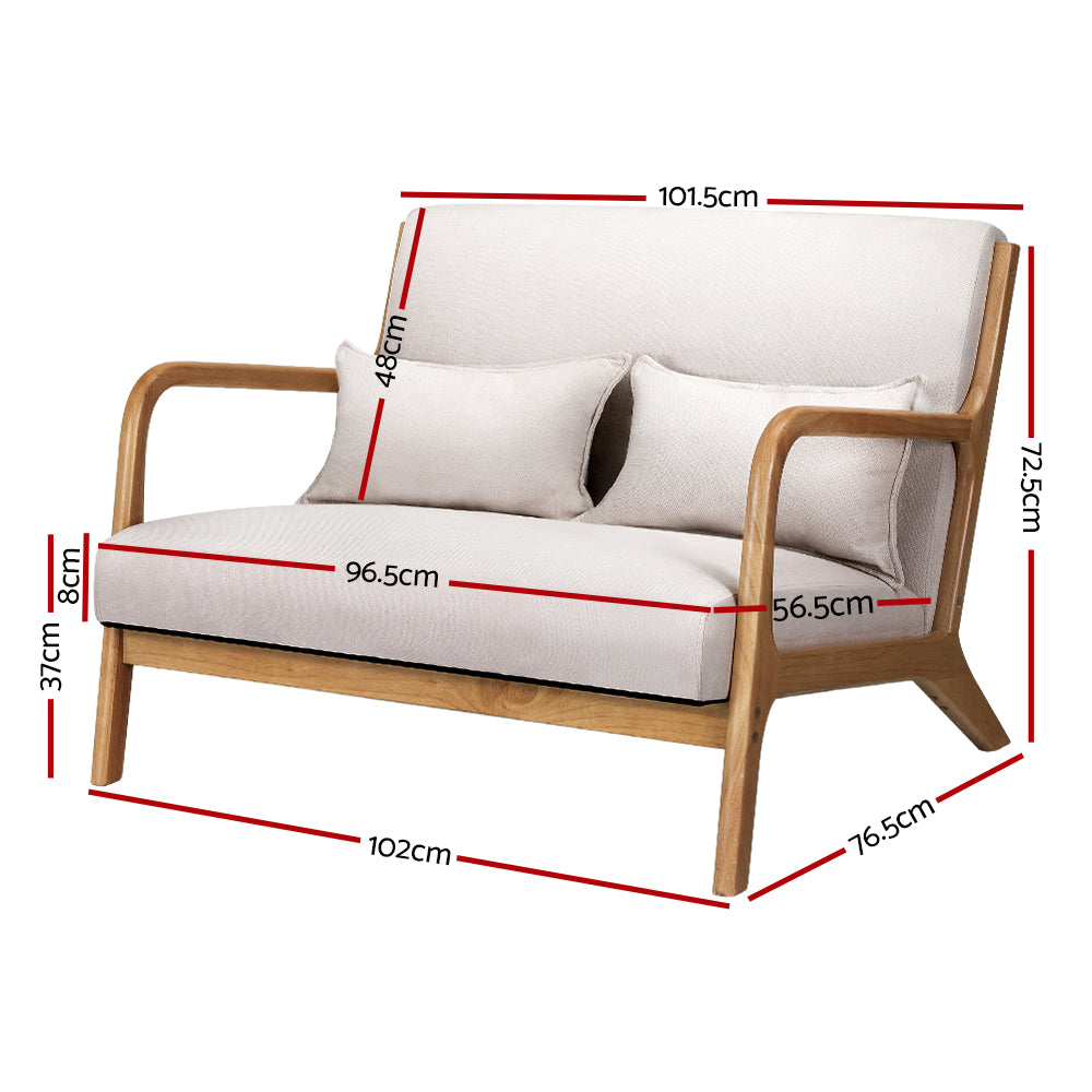 Beige Wood Armchair Lounge Chair Accent Armchairs Couch Sofa Loveseat