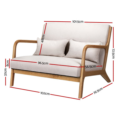 Beige Wood Armchair Lounge Chair Accent Armchairs Couch Sofa Loveseat