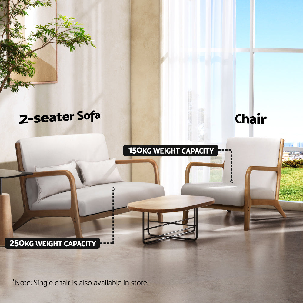 Beige Wood Armchair Lounge Chair Accent Armchairs Couch Sofa Loveseat