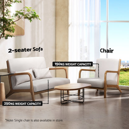 Beige Wood Armchair Lounge Chair Accent Armchairs Couch Sofa Loveseat