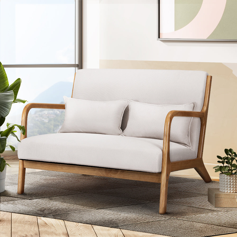 Beige Wood Armchair Lounge Chair Accent Armchairs Couch Sofa Loveseat