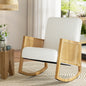 Armchair Rocking Chair Boucle Rattan White
