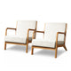 2X Armchair Faux Fabric Beige
