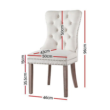 1 Set of 4 Dining Chairs Beige Velvet