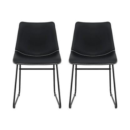 Artiss 2x Dining Chairs Retro PU Leather Kitchen Lounge Cafe Accent Chair Black