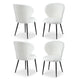 4x Dining Chairs Sherpa Boucle Wing Back White