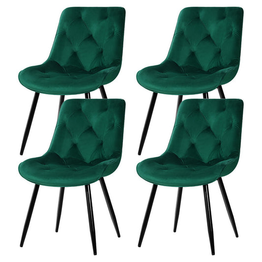 Dining Chairs Set of 4 Velvet Diamond Tufted Green