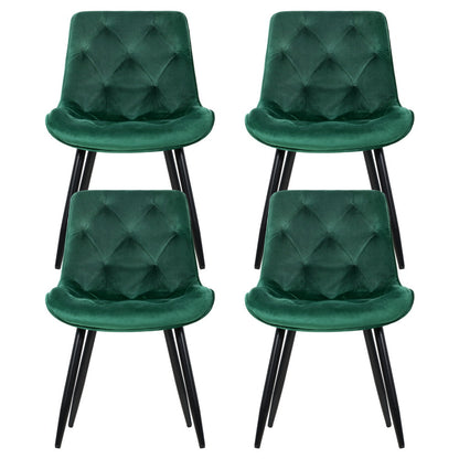 Dining Chairs Set of 4 Velvet Diamond Tufted Green