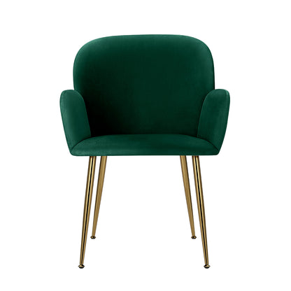 Dining Chairs Set of 2 Velvet Armchair Green