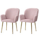 Dining Chairs Set of 2 Velvet Armchair Pink